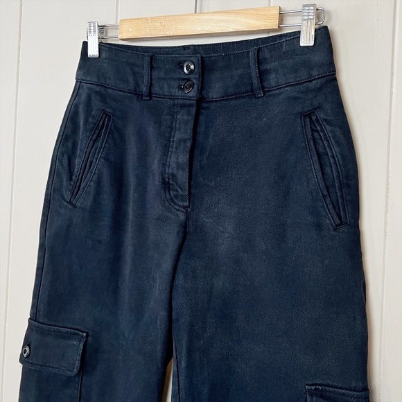 Aritzia Wilfred Free Modern Cargo Pants 2 black pockets tapered high rise waist - Picture 4 of 12